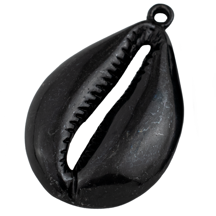Distressed Black Cowrie Shell Pendant (7x66mm)