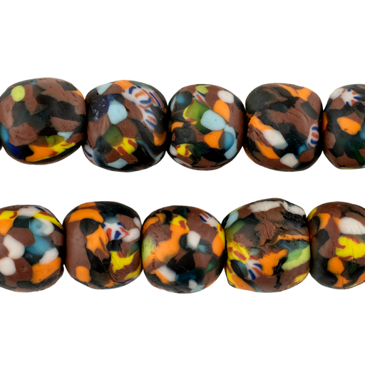 Brown Medley Fused Recycled Glass Beads (14mm)
