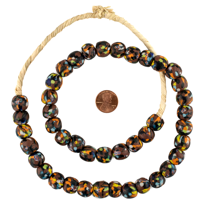 Brown Medley Fused Recycled Glass Beads (14mm)