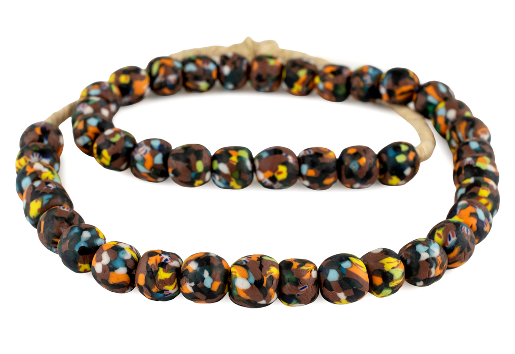 Brown Medley Fused Recycled Glass Beads (14mm)