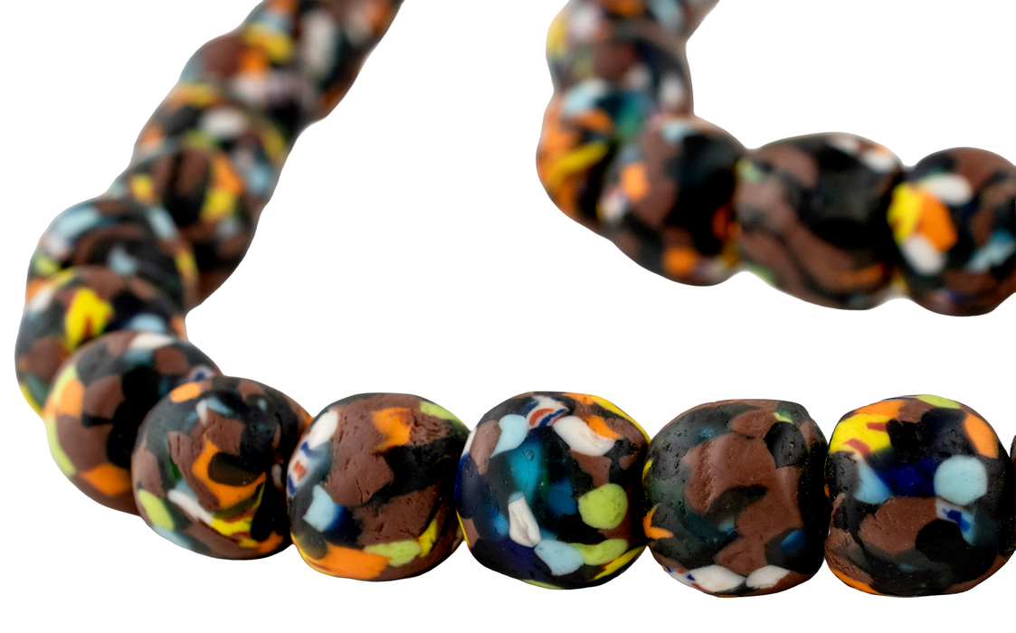 Brown Medley Fused Recycled Glass Beads (14mm)