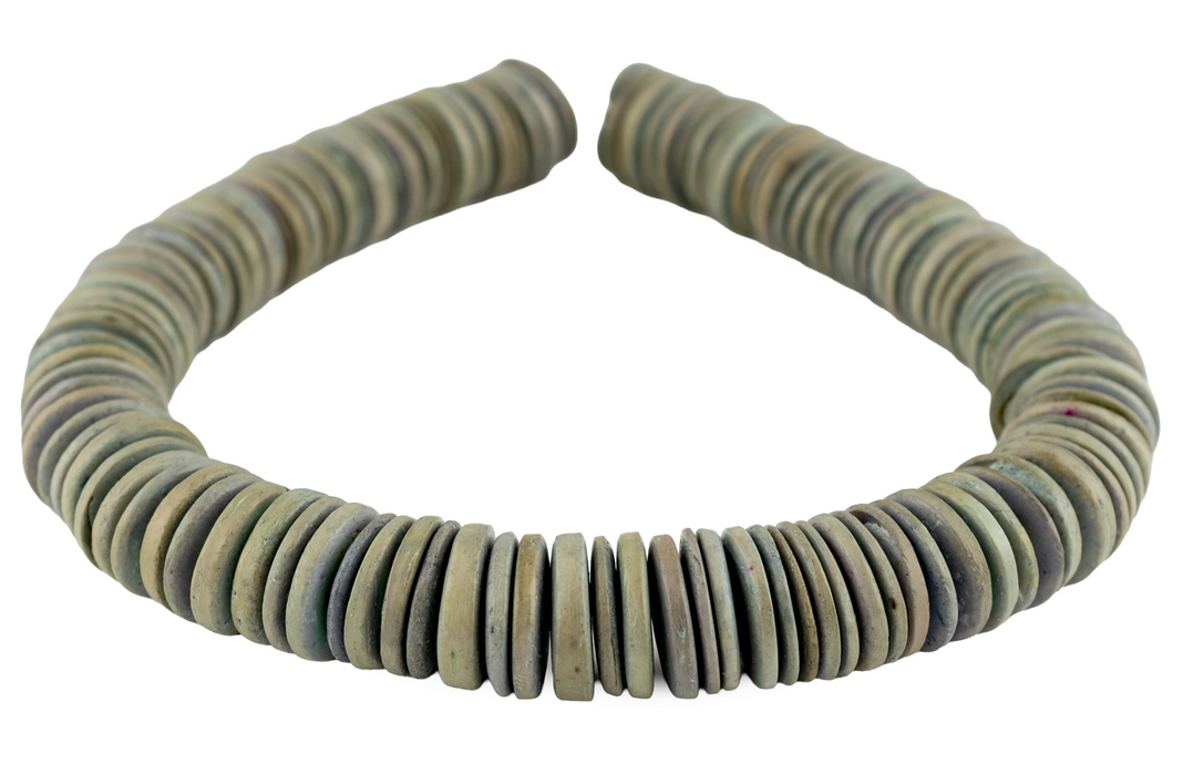 Greenish-Blue Disk Coconut Shell Beads (20mm)