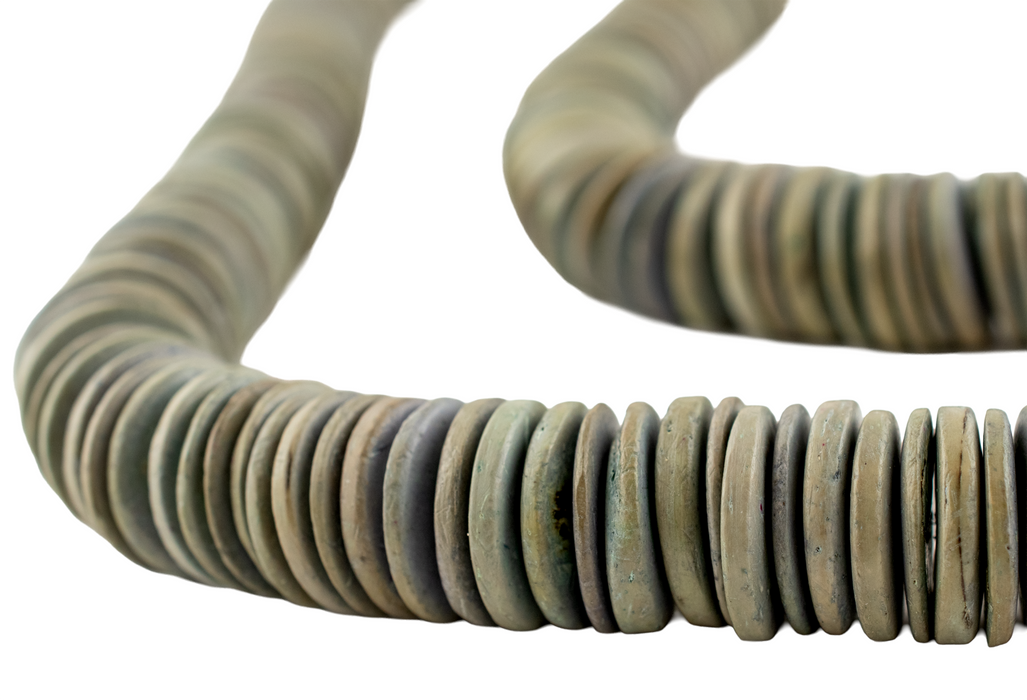 Greenish-Blue Disk Coconut Shell Beads (20mm)