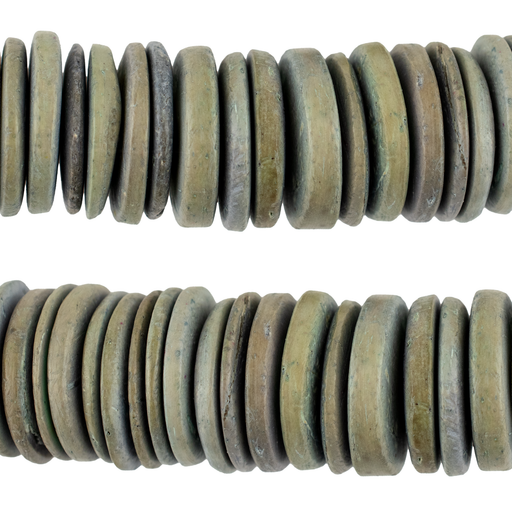 Greenish-Blue Disk Coconut Shell Beads (20mm)