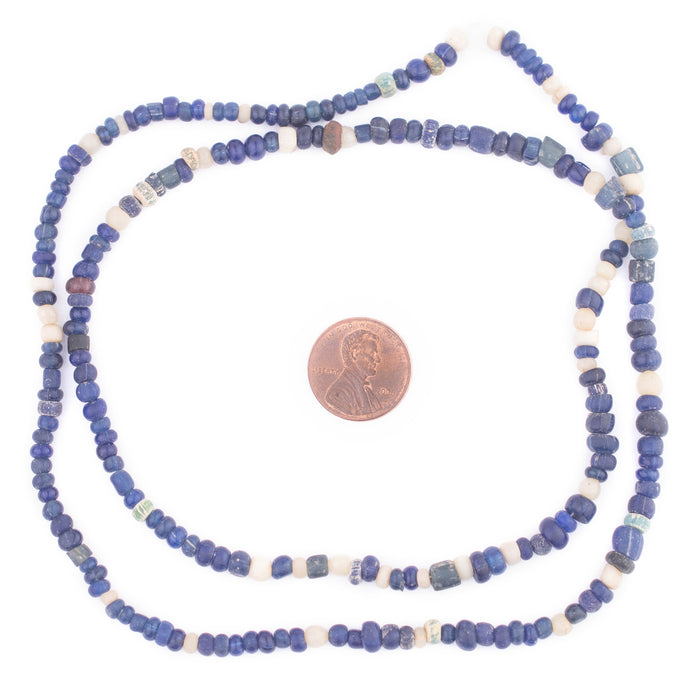Blue & White Ancient Djenne Nila Glass Beads #10165