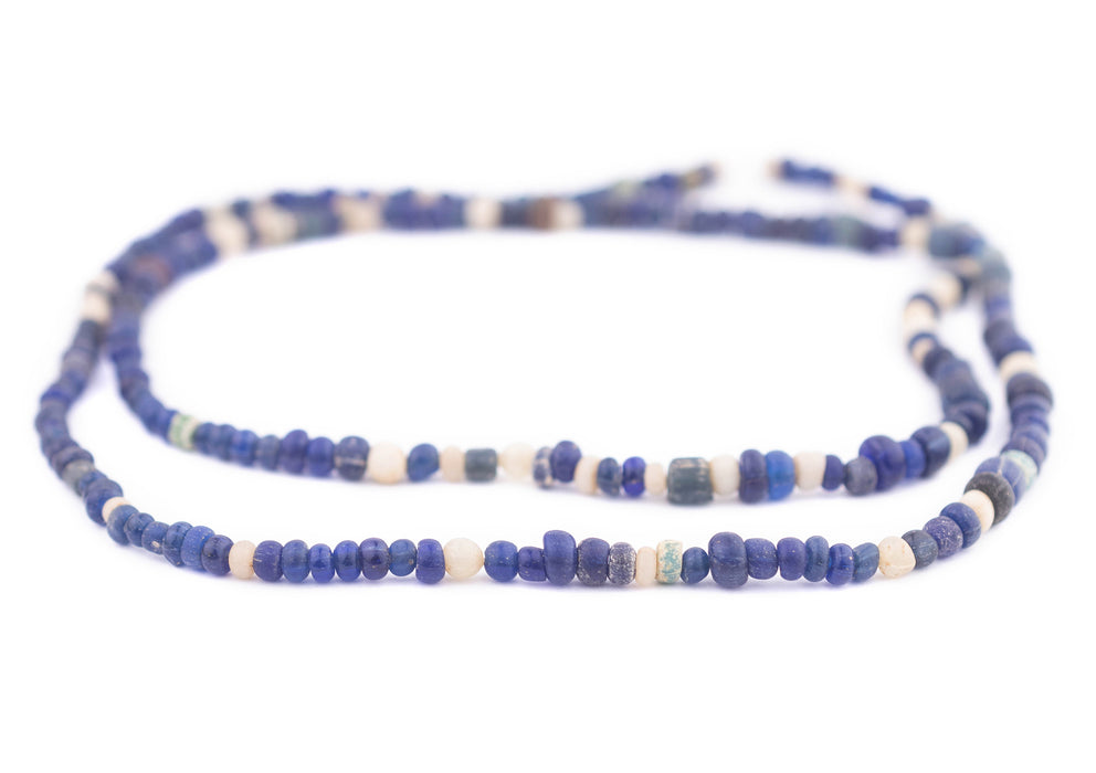 Blue & White Ancient Djenne Nila Glass Beads #10165