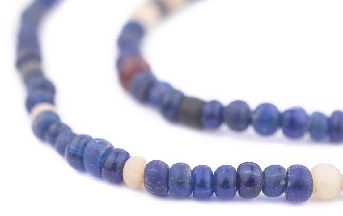 Blue & White Ancient Djenne Nila Glass Beads #10165