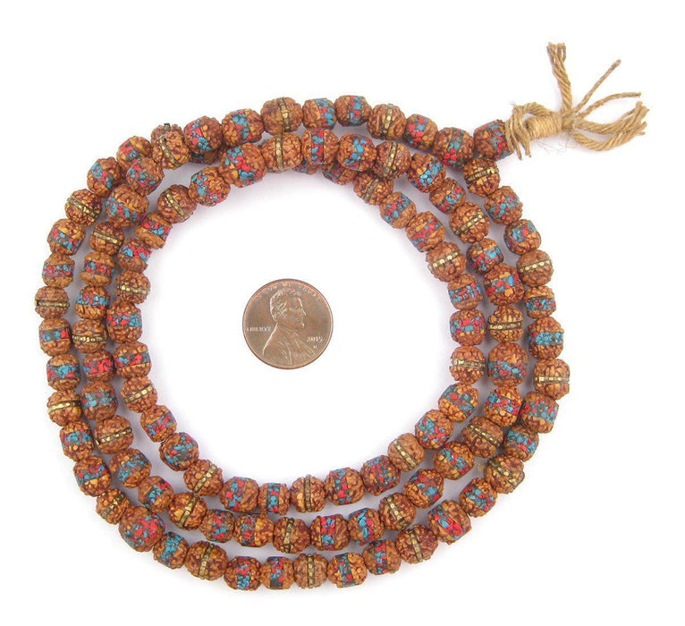 Inlaid Rudraksha Mala Prayer Beads (8mm)