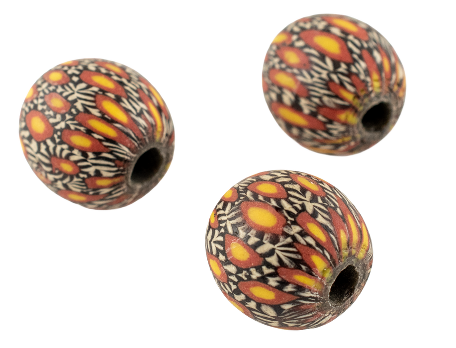 Yellow Black Mosaic Jatim Java Bead (Single Bead, 19mm)