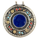 Premium Lapis Inlaid Afghan Silver Pendant (Round)