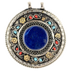 Premium Lapis Inlaid Afghan Silver Pendant (Round)