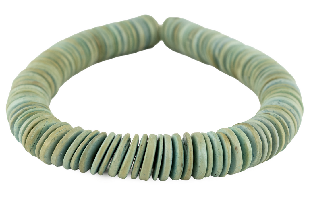 Light Blue Disk Coconut Shell Beads (20mm)