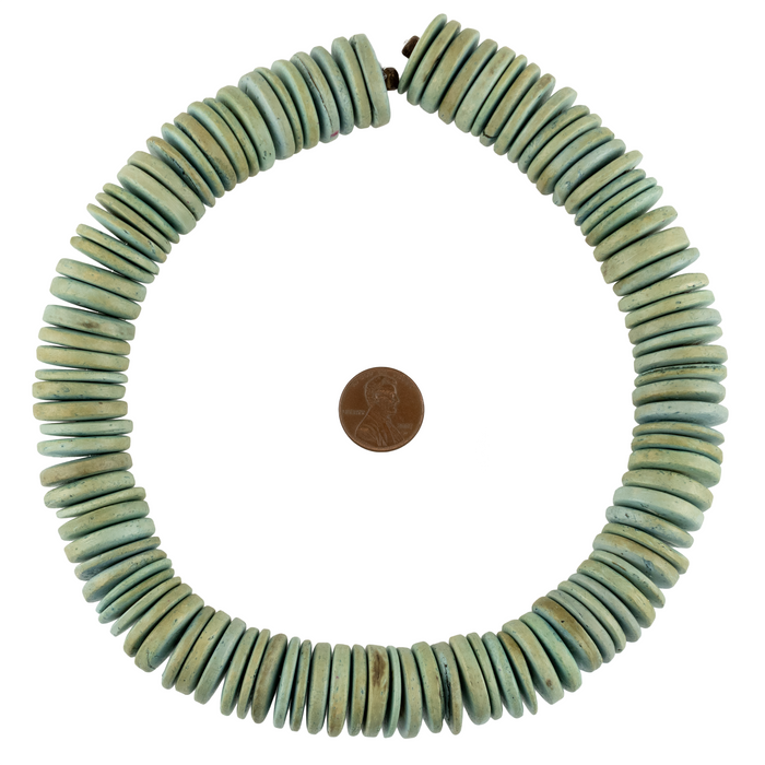Light Blue Disk Coconut Shell Beads (20mm)