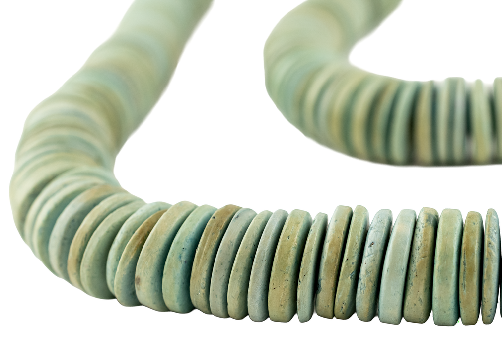 Light Blue Disk Coconut Shell Beads (20mm)