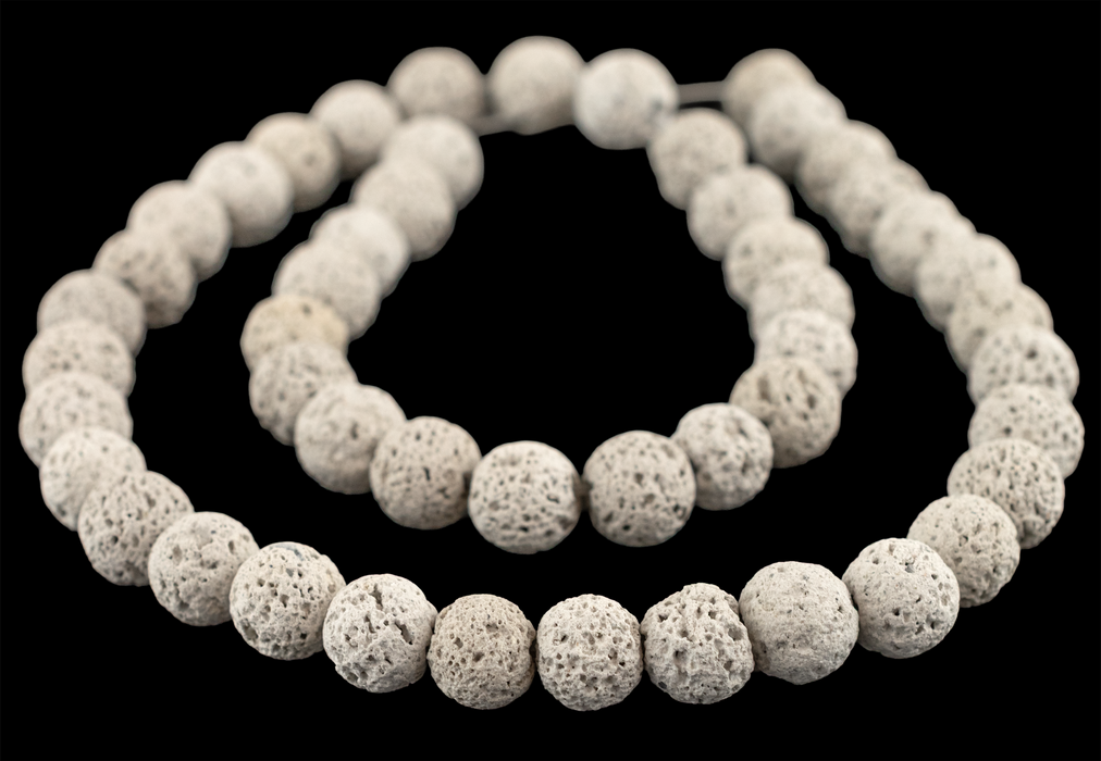 Light Grey Round Lava Beads (8mm)