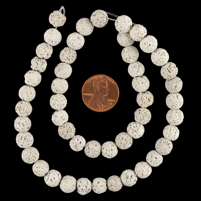 Light Grey Round Lava Beads (8mm)