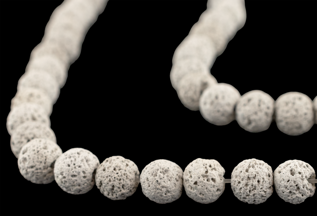 Light Grey Round Lava Beads (8mm)