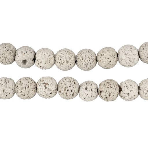 Light Grey Round Lava Beads (8mm)