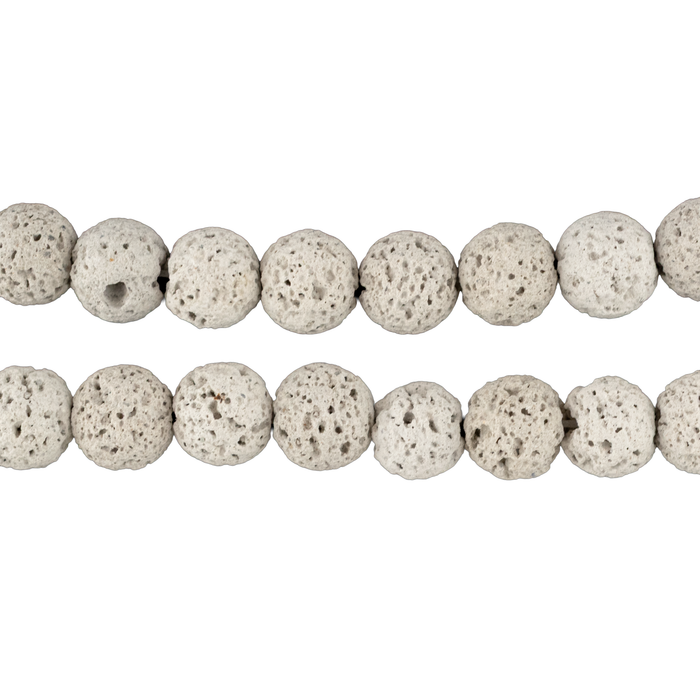 Light Grey Round Lava Beads (8mm)
