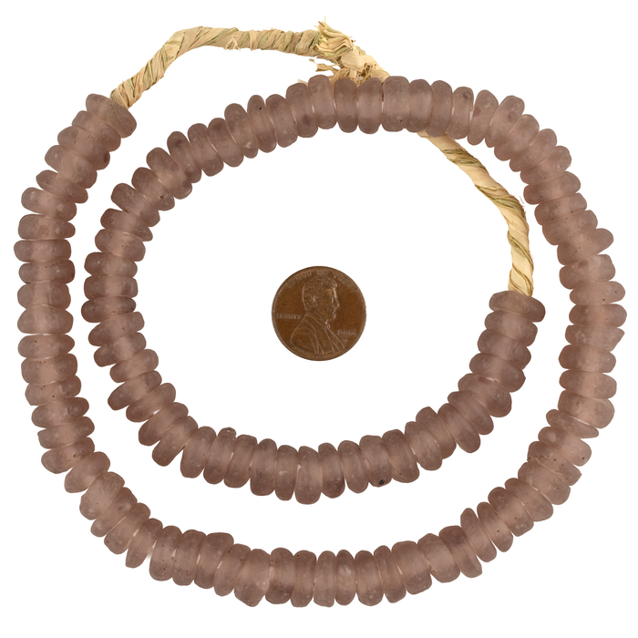 Light Purple Rondelle Recycled Glass Beads