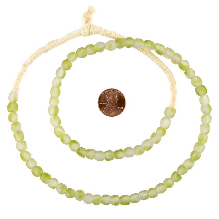 Lemon Green Swirl Recycled Glass Beads (7mm)