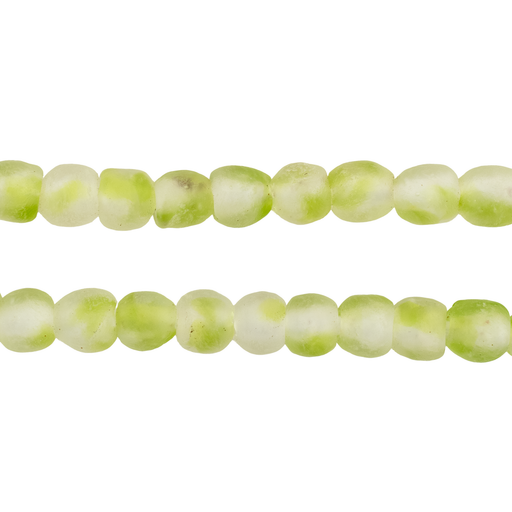 Lemon Green Swirl Recycled Glass Beads (7mm)
