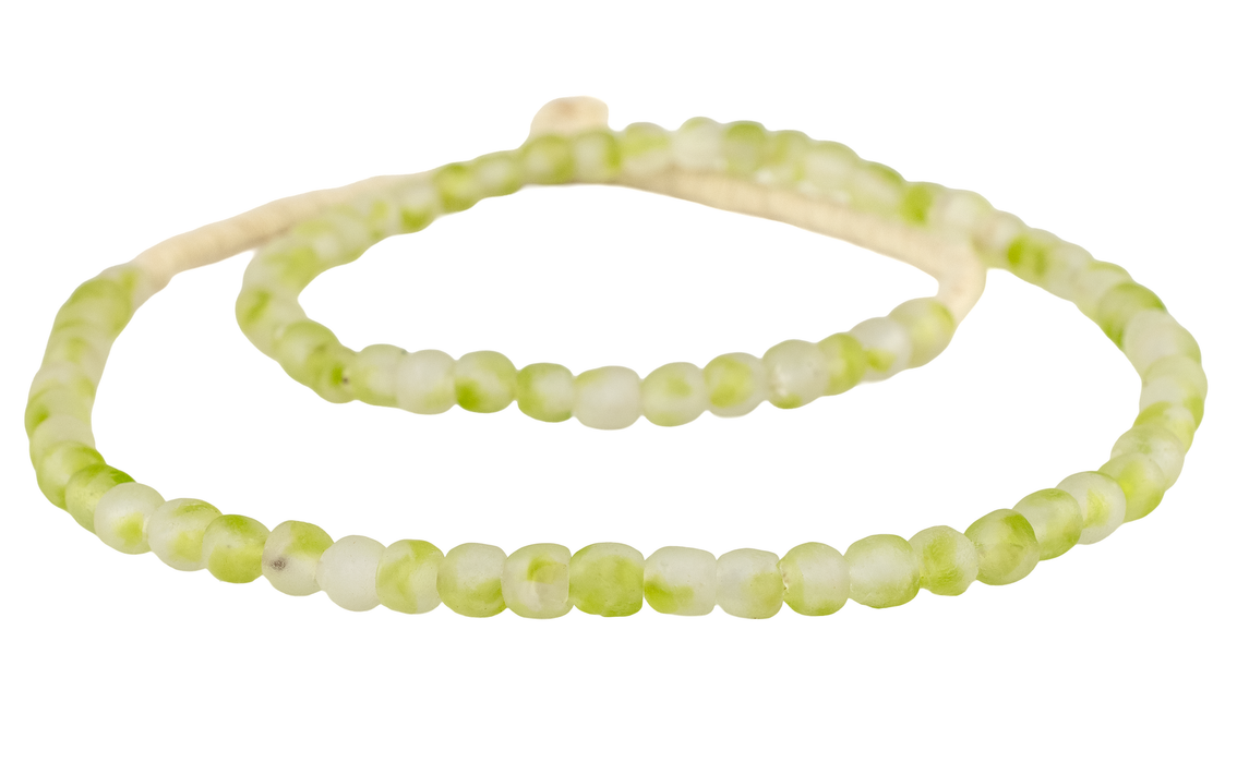 Lemon Green Swirl Recycled Glass Beads (7mm)