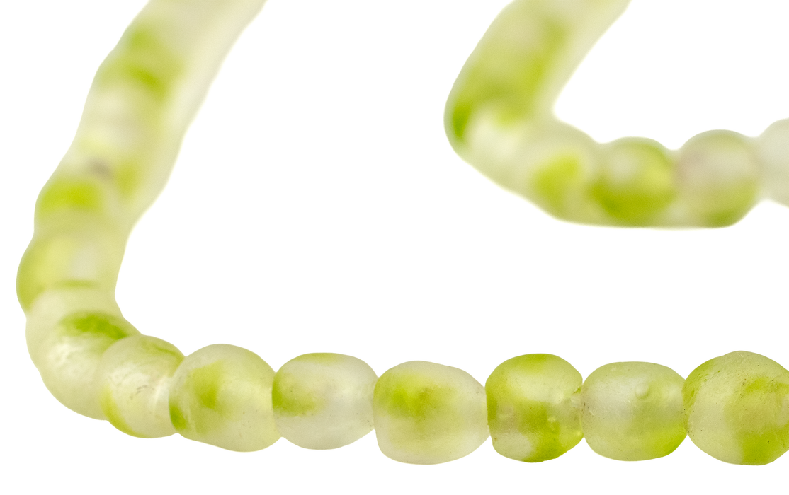Lemon Green Swirl Recycled Glass Beads (7mm)