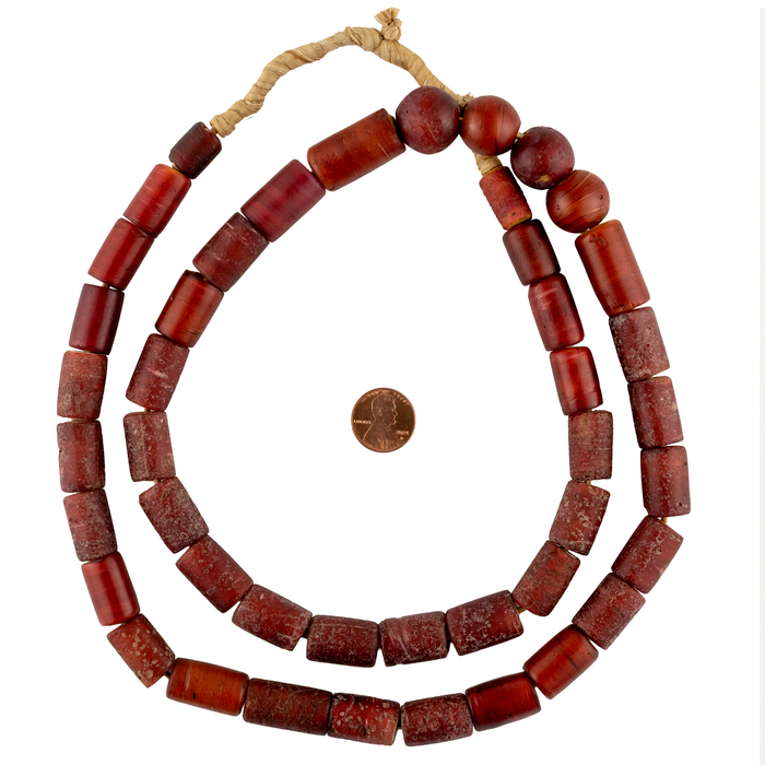 Antique Cornaline D'Aleppo White Heart Venetian Trade Beads #17761