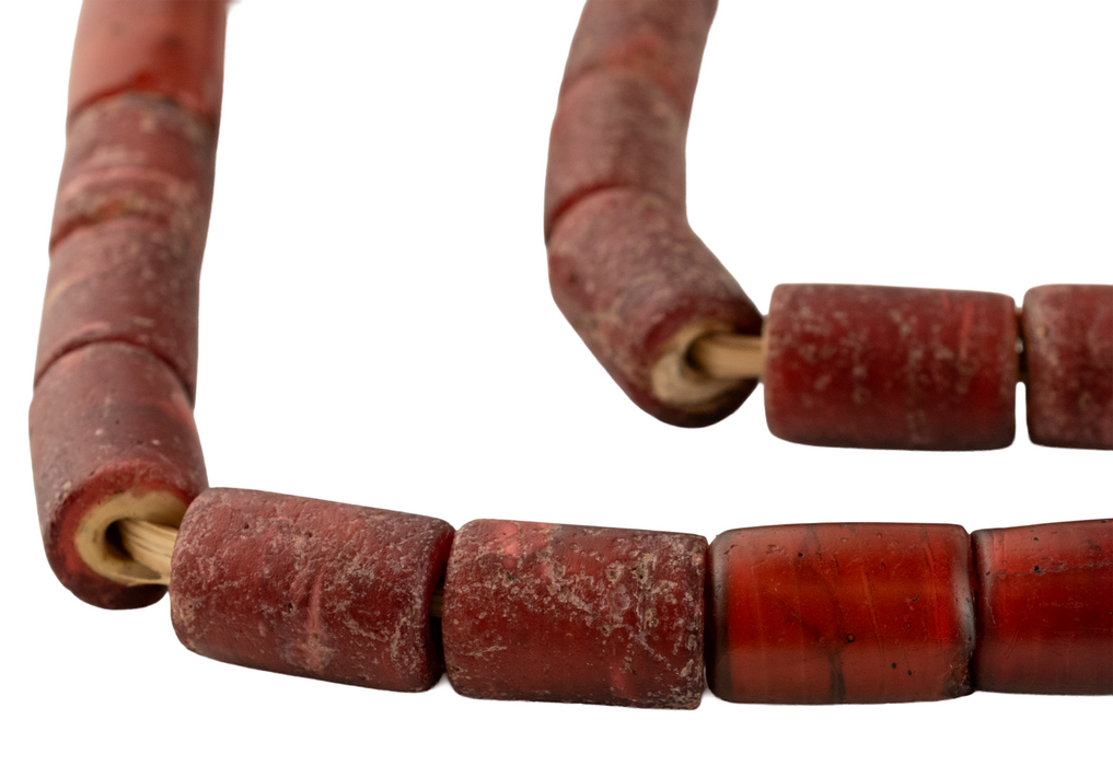 Antique Cornaline D'Aleppo White Heart Venetian Trade Beads #17761