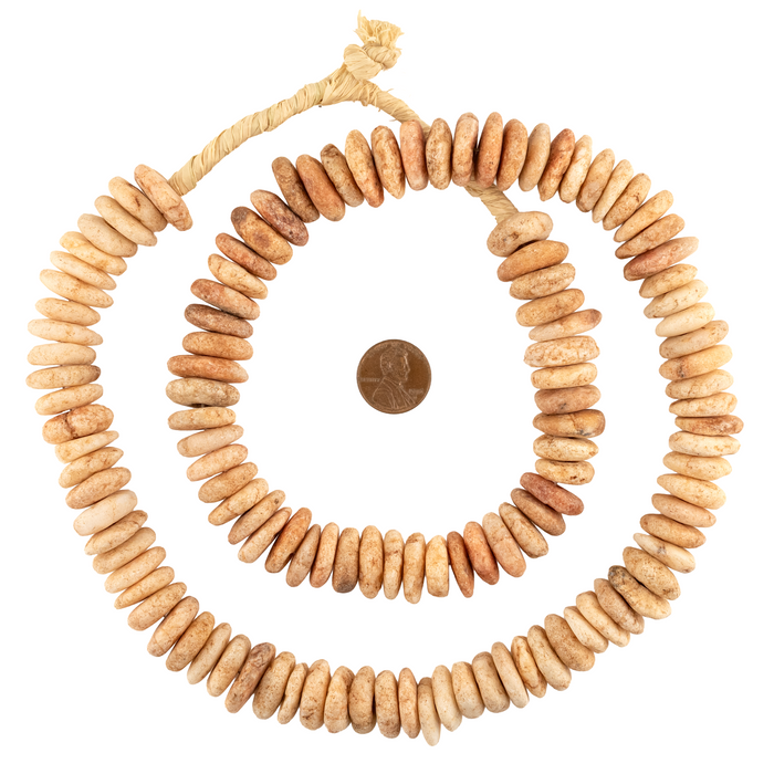 Ancient Chiseled Mali Stone Disk Beads (14-20mm)