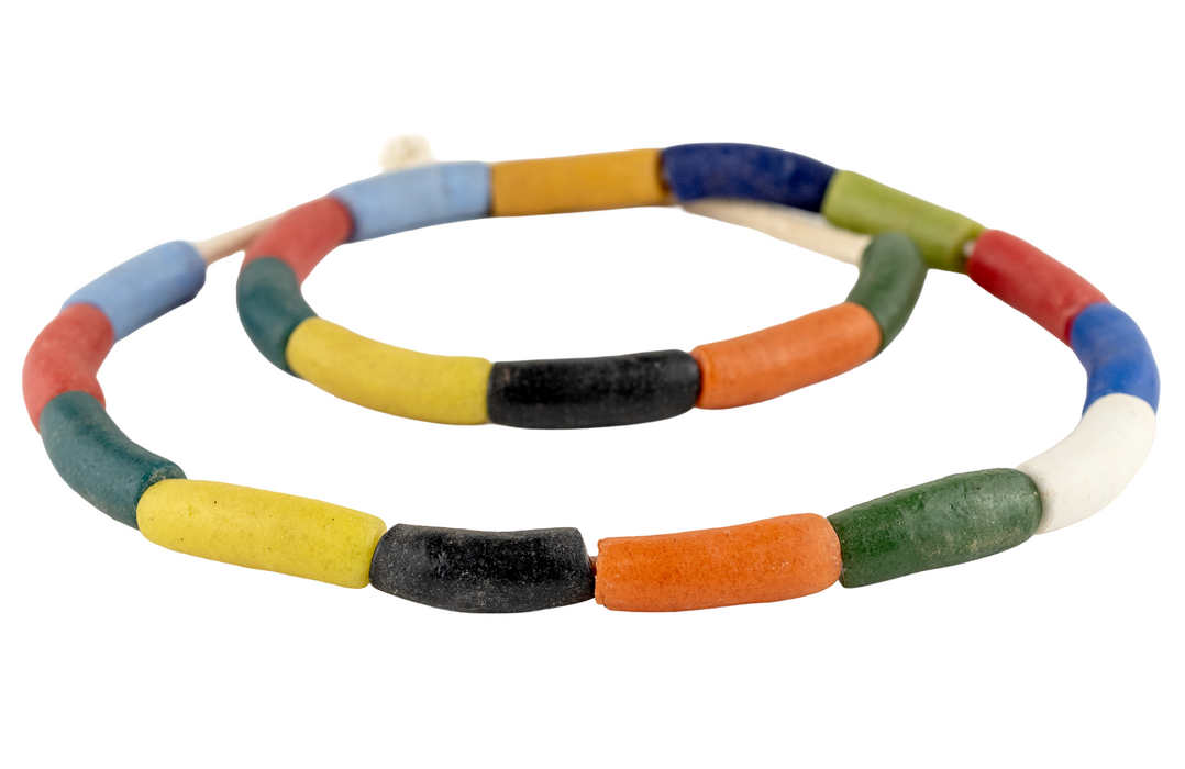 Multicolor Unpainted Krobo Beads (35x11mm)