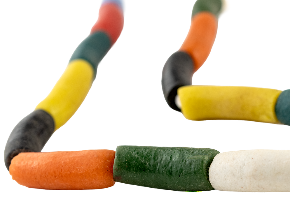 Multicolor Unpainted Krobo Beads (35x11mm)
