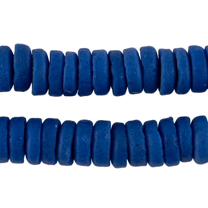 Ocean Blue Ashanti Glass Disk Beads (14mm)