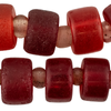 Antique Jumbo Translucent Red Cylinder Tomato Beads (18x30mm)