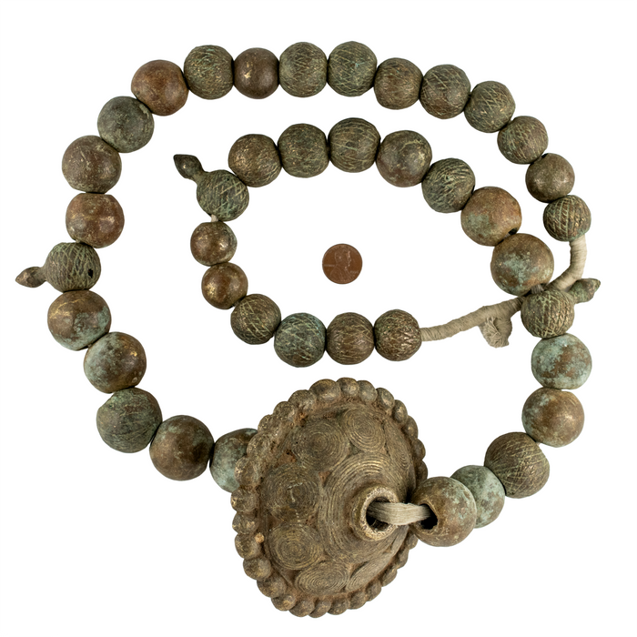 Old Jumbo Yoruba Brass Beads with Chief Centerpiece