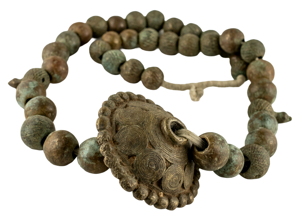 Old Jumbo Yoruba Brass Beads with Chief Centerpiece
