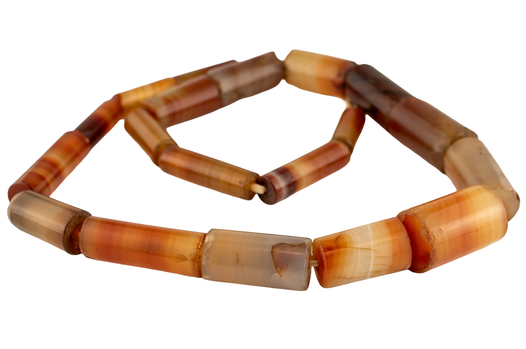 Antique Cylinder Idar-Oberstein Agate Beads #17624