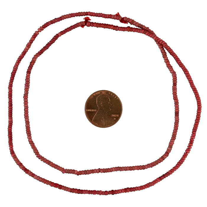 Old Red White Heart Beads (2mm)