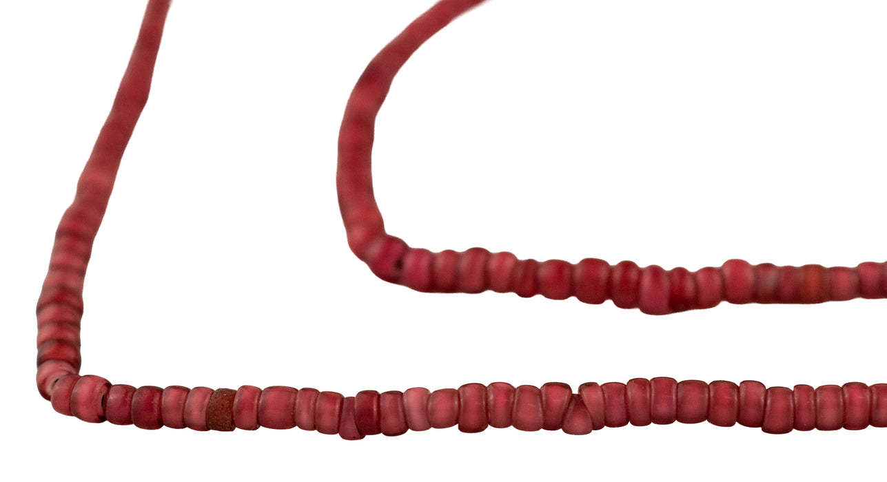 Old Red White Heart Beads (2mm)