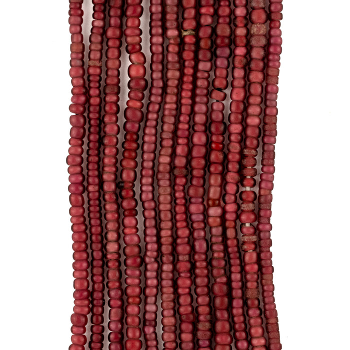 Old Red White Heart Beads (2mm)
