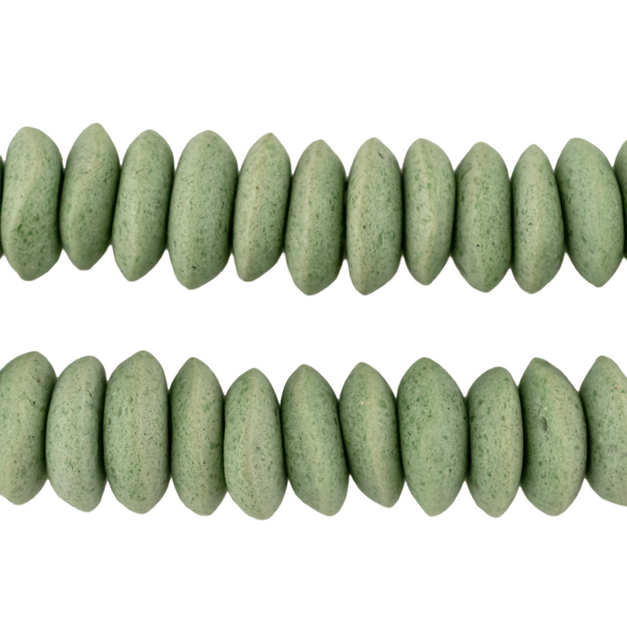 Light Green Ashanti Glass Saucer Beads (14mm)