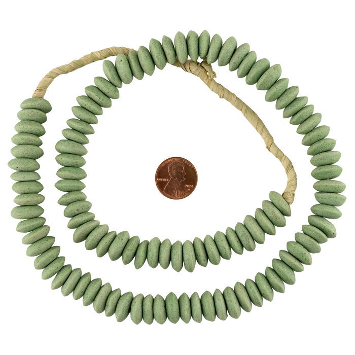 Light Green Ashanti Glass Saucer Beads (14mm)