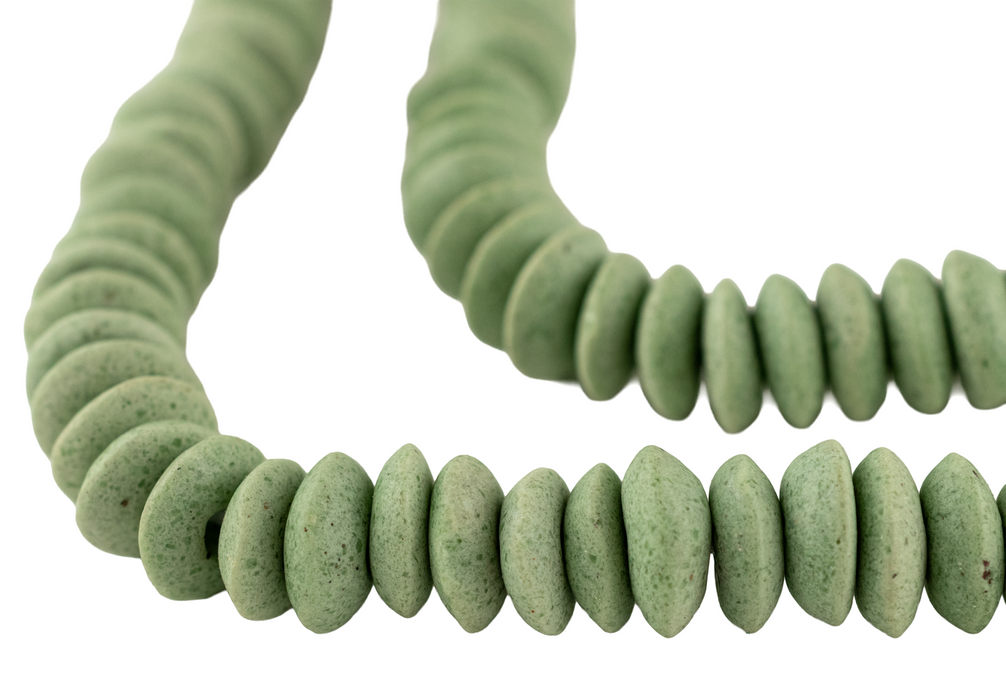 Light Green Ashanti Glass Saucer Beads (14mm)
