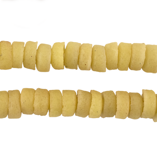 Faded Yellow Ashanti Glass Disk Beads (10mm)