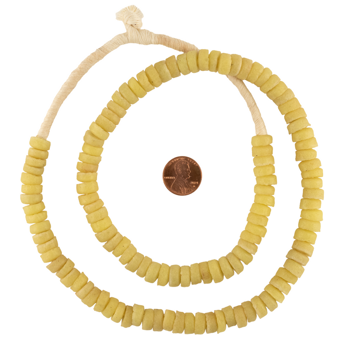 Faded Yellow Ashanti Glass Disk Beads (10mm)