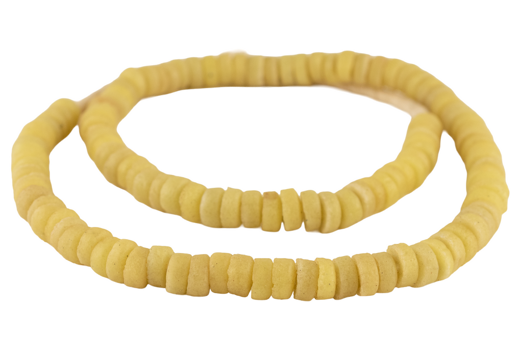 Faded Yellow Ashanti Glass Disk Beads (10mm)