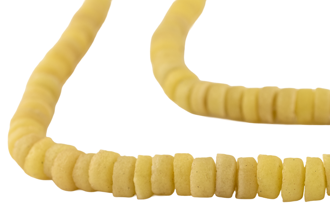 Faded Yellow Ashanti Glass Disk Beads (10mm)