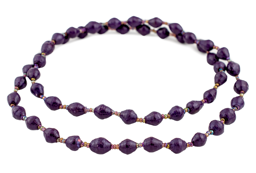 Dark Purple Recycled Paper Beads from Uganda