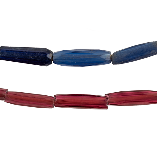 Rare Antique Multicolor Russian Blue Tube Beads (19x4mm)